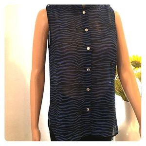 Michael Kors zebra striped sleeveless shirt